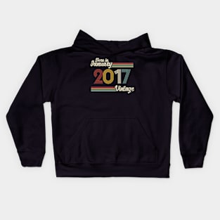 Vintage Born in January 2017 Kids Hoodie